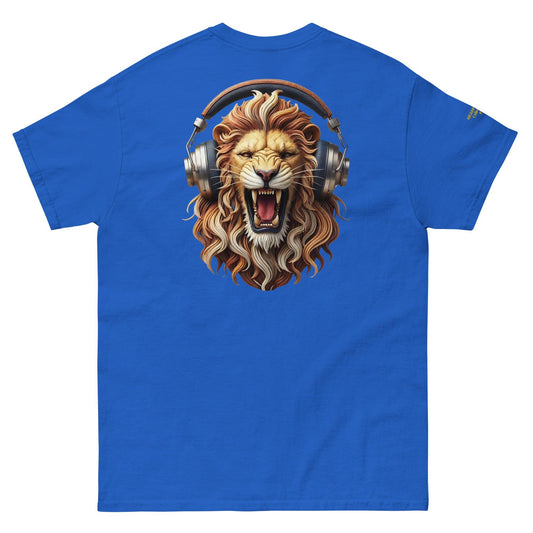 lion headphone embroidered t-shirt