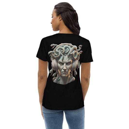 medusa headphone embroidered womens fitted t-shirt