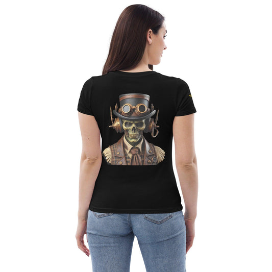 steampunk headphone embroidered womens fitted t-shirt