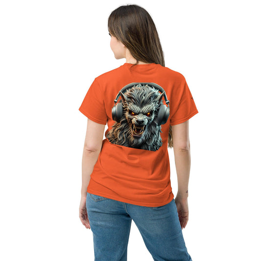 werewolf headphone embroidered t-shirt